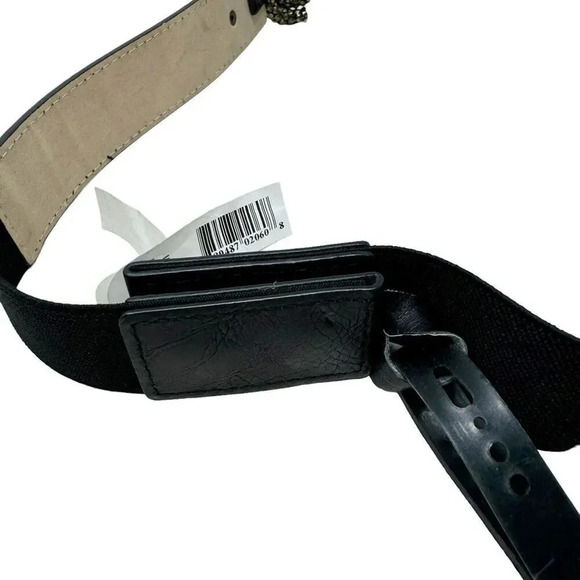 Womens Black & bronze gold chunky metal knot stretch belt avant garde size small - Picture 5 of 8